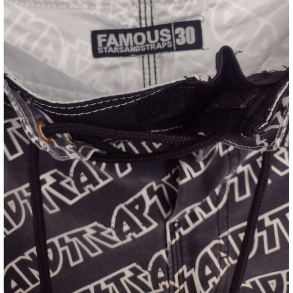 Y2K Famous Stars And Straps All Over Print Black White Board Shorts Mens 30 - Picture 3 of 6